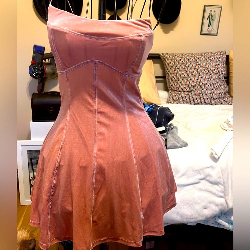 Urban outfitters pink velour, mini dress